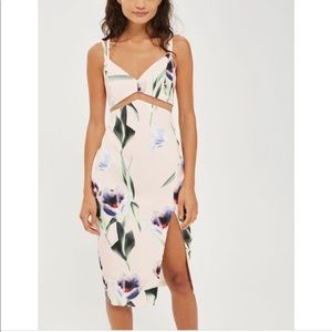 Topshop Floral Thigh Split Dress